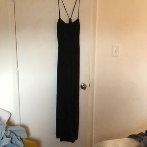 Long black dress. Slit cut into it